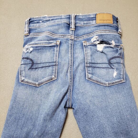 American Eagle Next Level Stretch X Size 0 Hi-Rise distressed Jegging - Picture 9 of 14